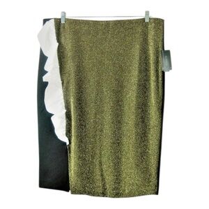 Eloquii Skirt Gold Metallic Size 20 White Ruffle NWT